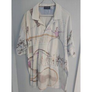 John Henry Mens Tennis Polo Shirt - Size XL -Off White - EUC